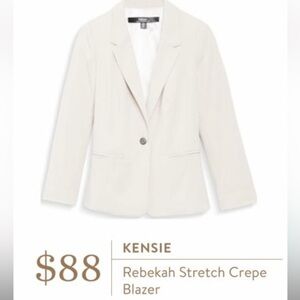 EUC Kensie Rebekah Cream Stretch Crepe Blazer